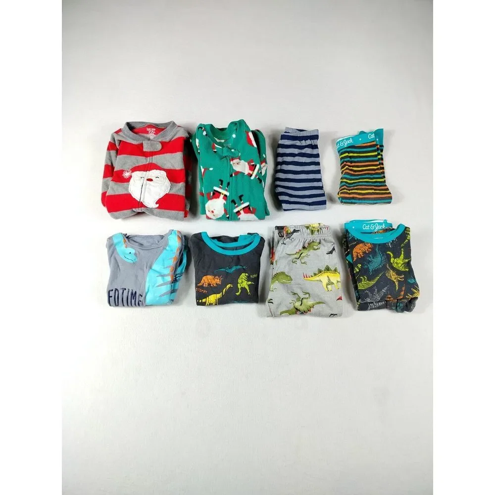 Carter's Cat & Jack Baby Boy 2T Lot Of 8 Bodysuits Pajamas Tops Pants Multicolor